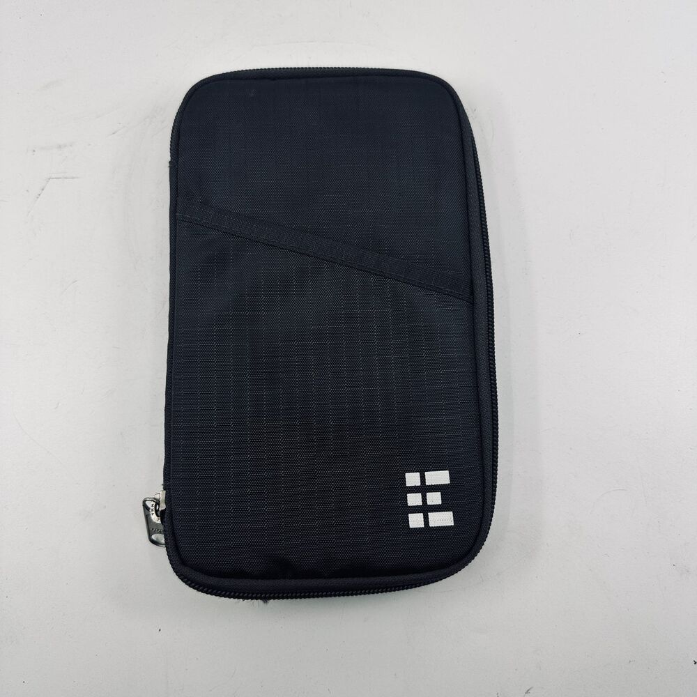 Zero Grid Travel Wallet Passport Holder RFID Blocking Zip Organizer Black
